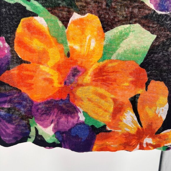 Ralph Lauren W's Top L Semi-sheer Vibrant Multicolor Floral 100% Linen - Picture 7 of 9